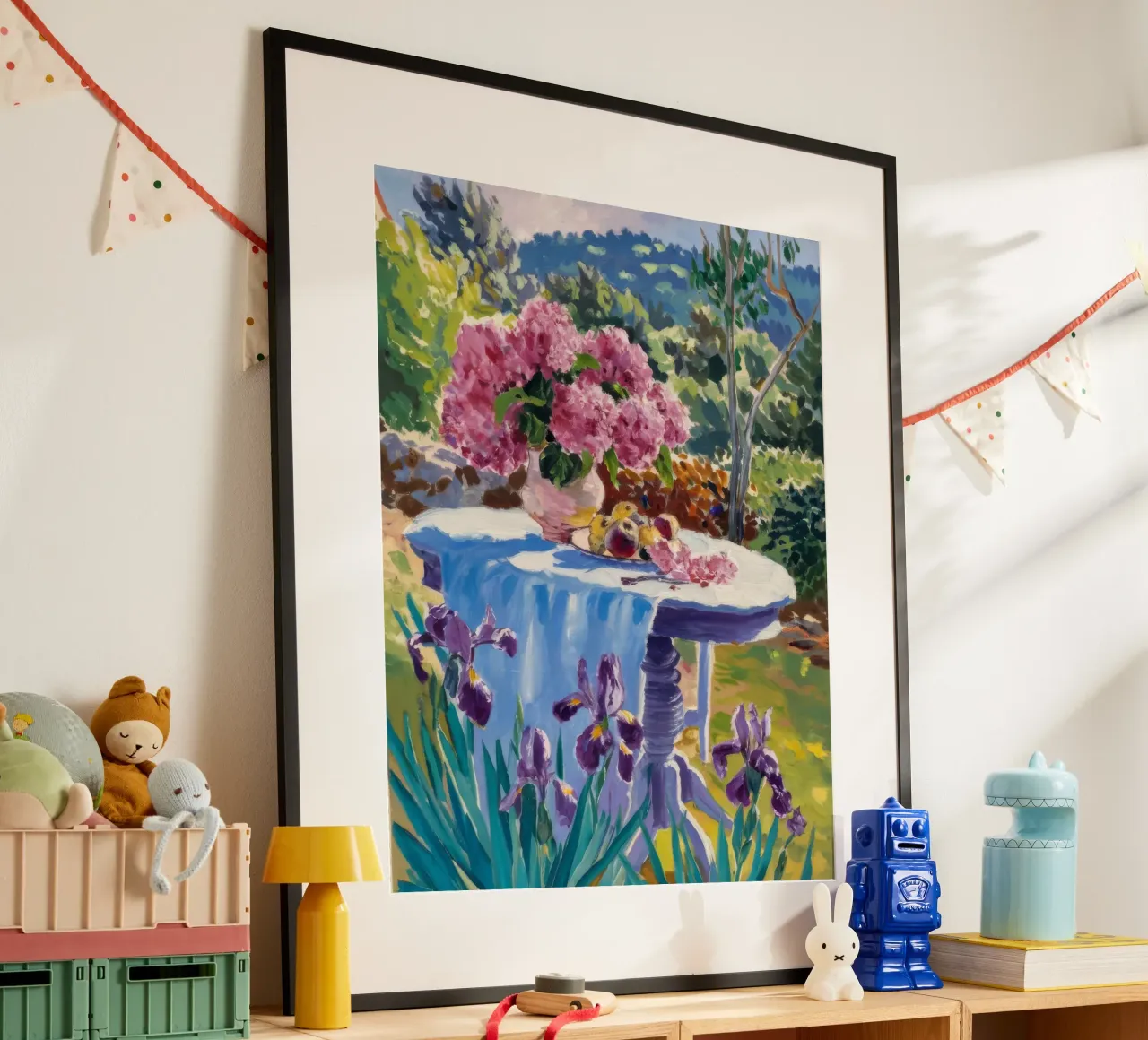 Festa in giardino delle peonie poster con telaio in plastica da Celestial Harmony