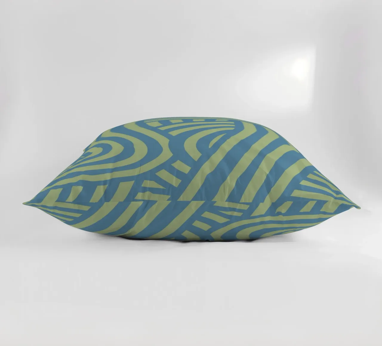 Striscia astratta verde e grigio blu cuscino da Little Dean