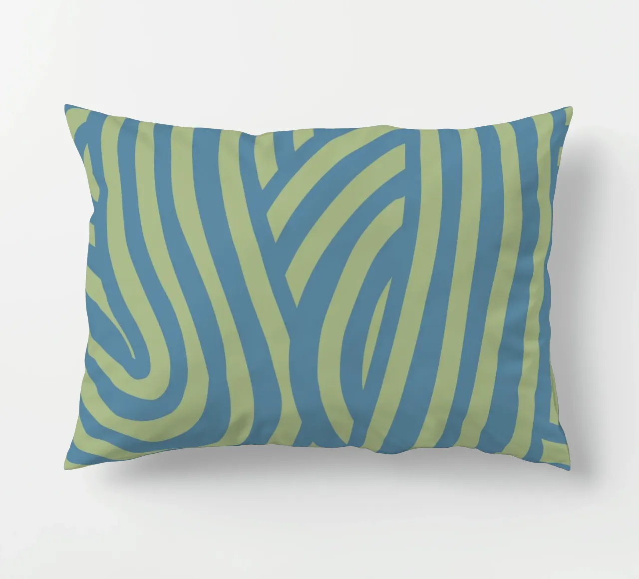 Striscia astratta verde e grigio blu cuscino da Little Dean