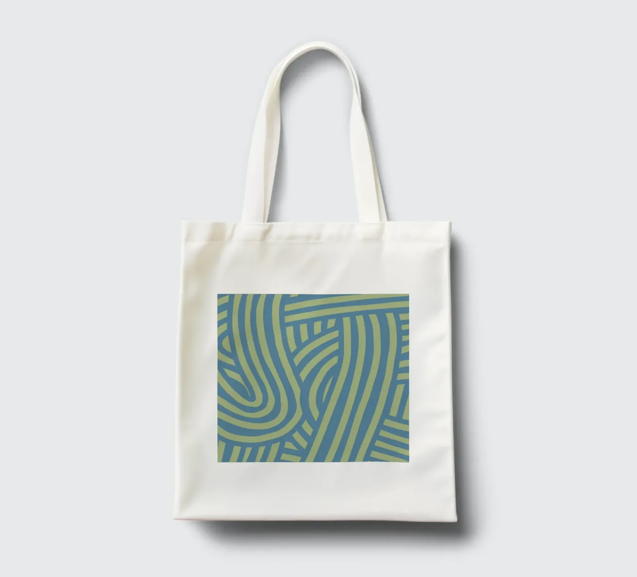 Green and grey blue abstract stripe tote bag by Little Dean