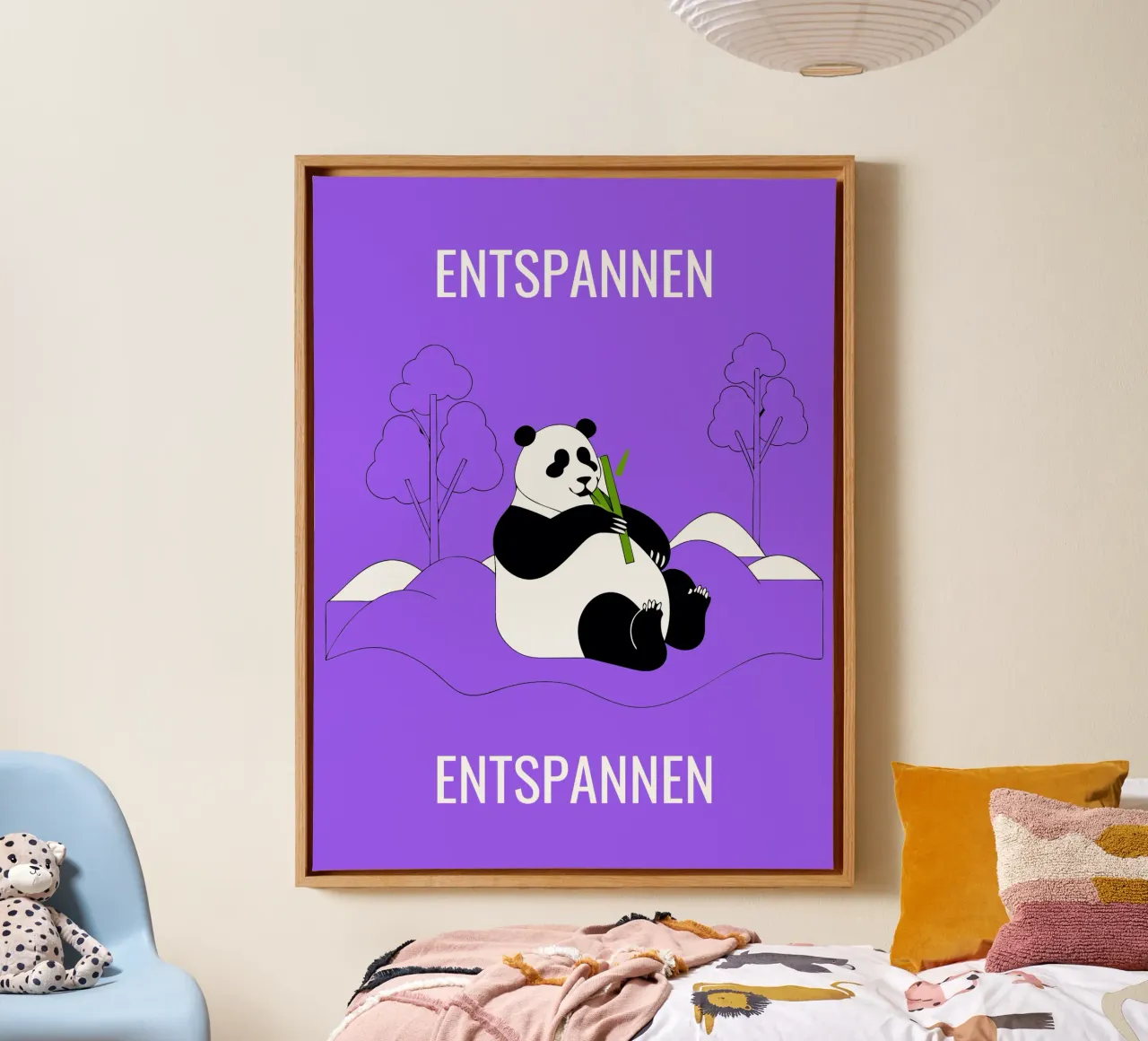 Panda Ontspannen canvas met Baklijst van OUR SHOP