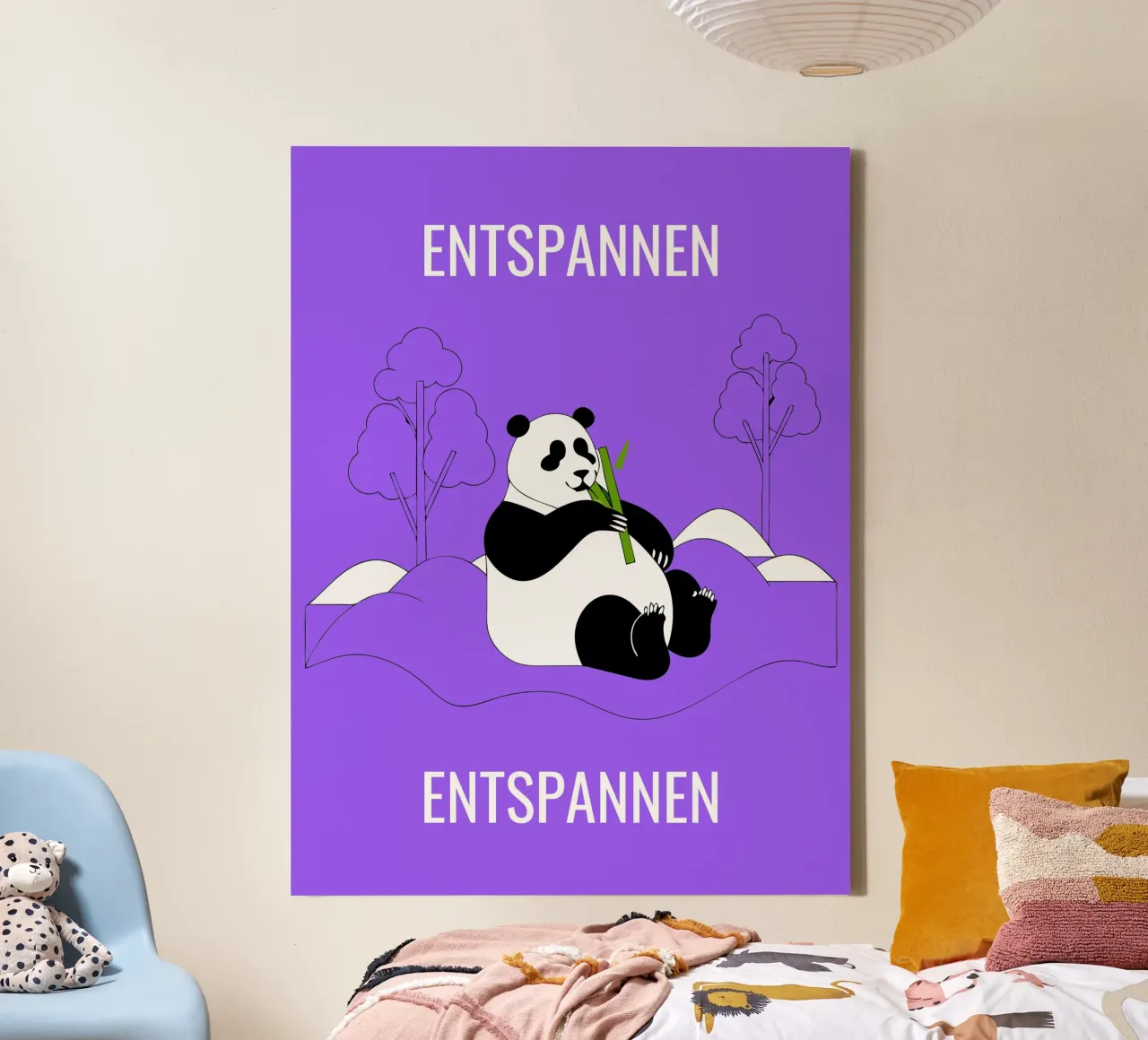 Panda Ontspannen canvas met Baklijst van OUR SHOP