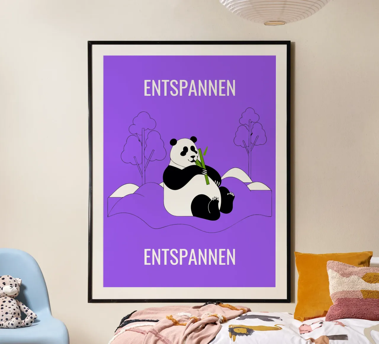 Panda rilassante poster con telaio in alluminio da OUR SHOP
