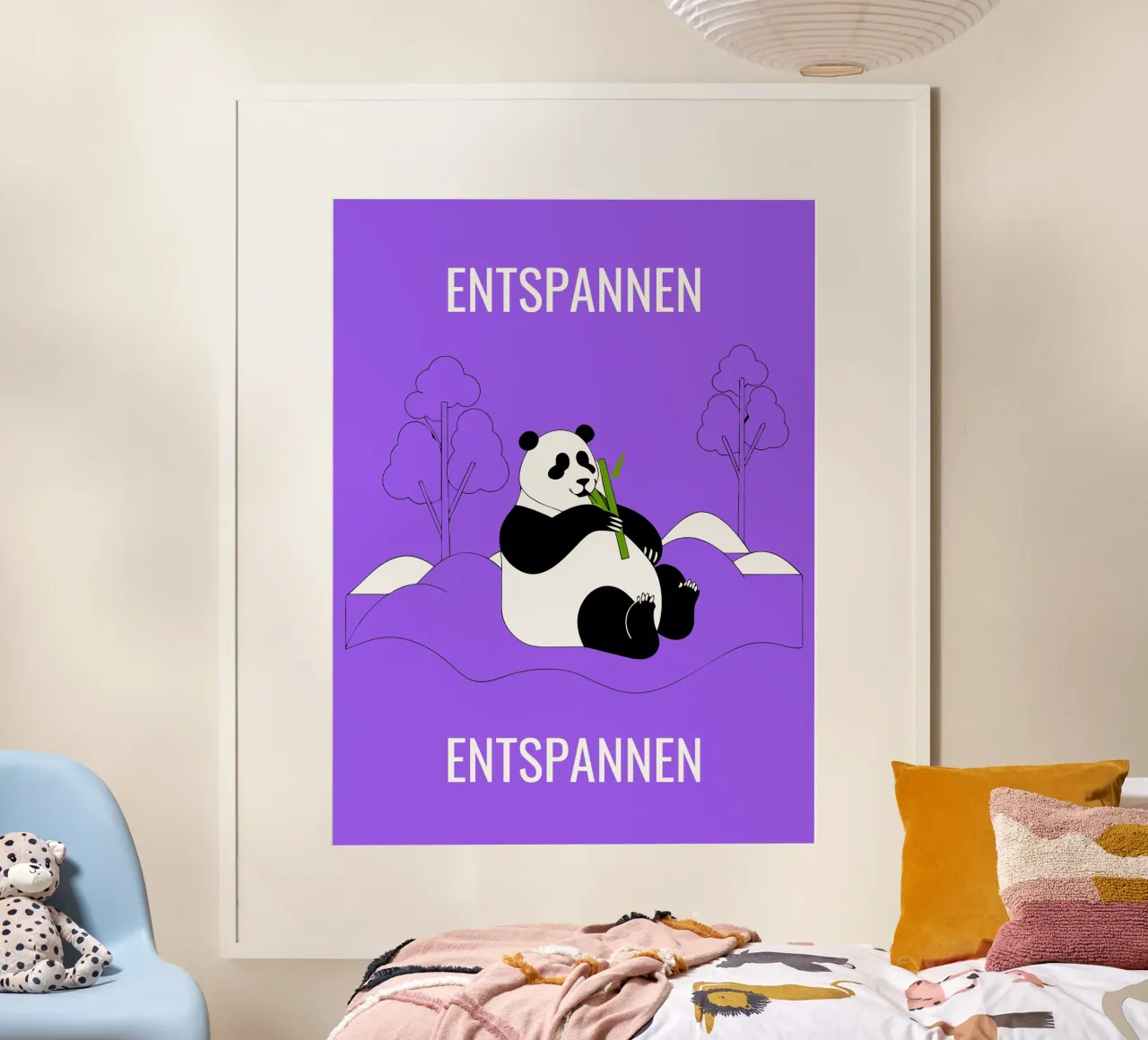Panda rilassante poster con telaio in alluminio da OUR SHOP