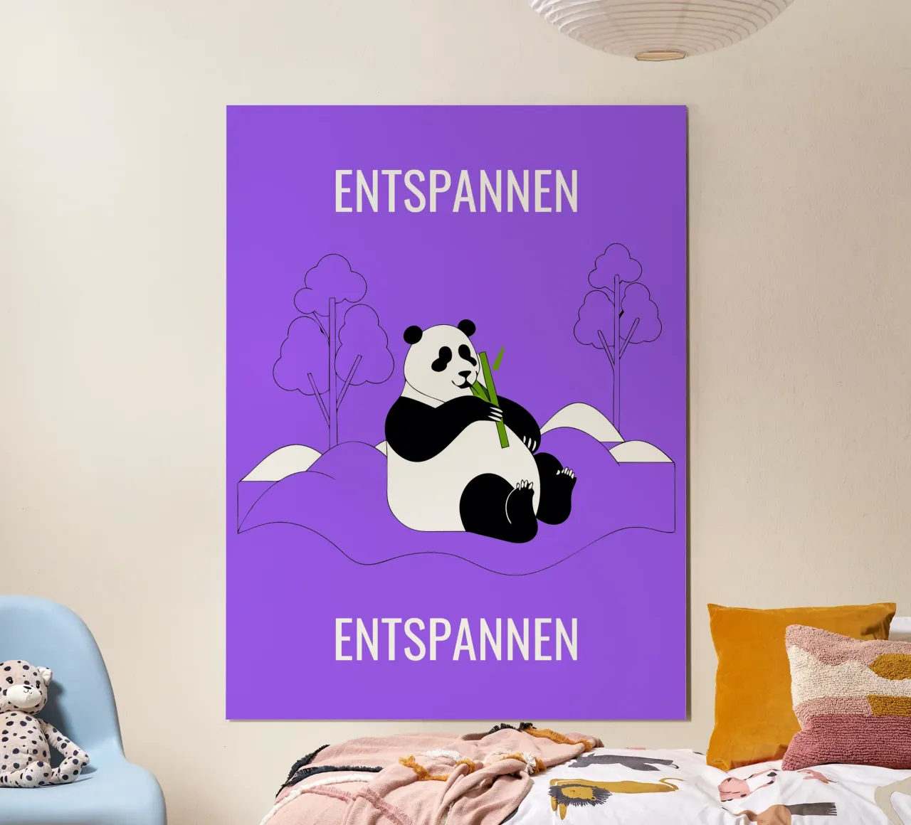 Panda rilassante poster con telaio in alluminio da OUR SHOP
