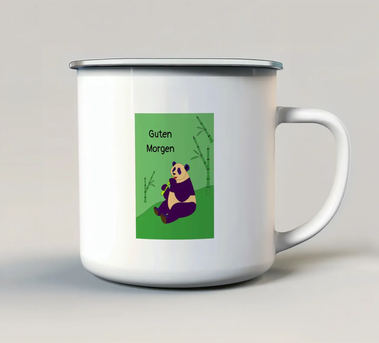 Panda eet bamboe emaille mok van OUR SHOP