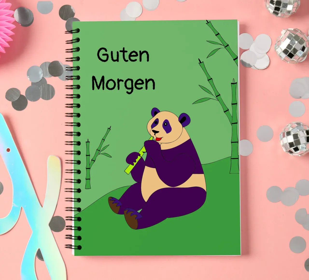 Panda Eating Bamboo spiral notebook by OUR SHOP