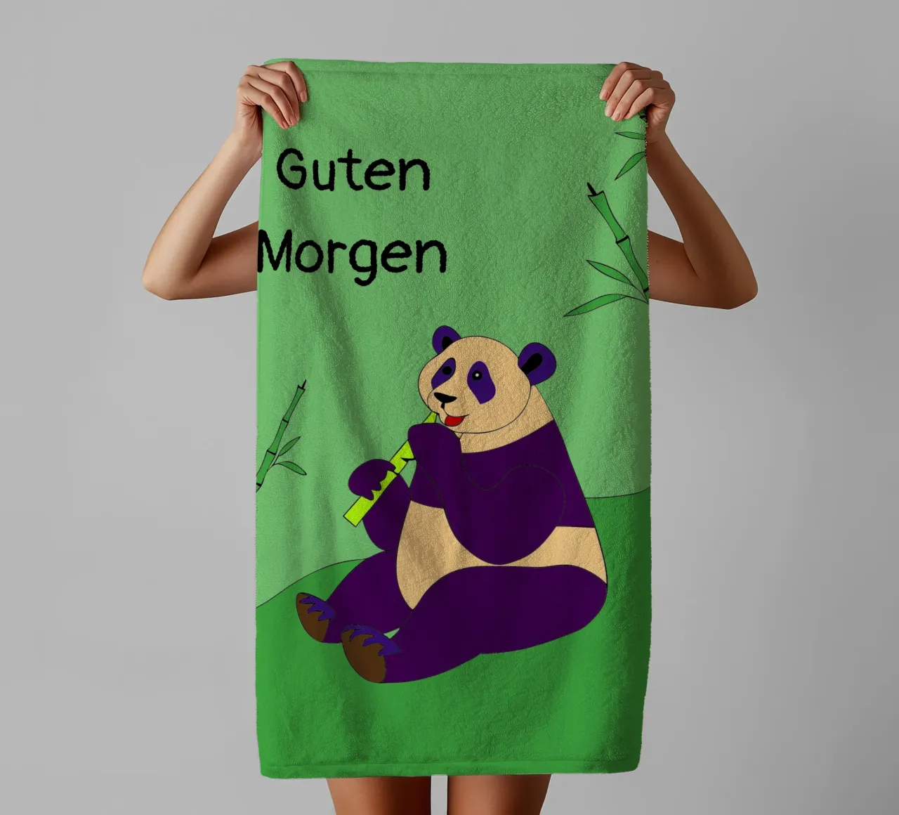 Panda eet bamboe badhanddoek van OUR SHOP