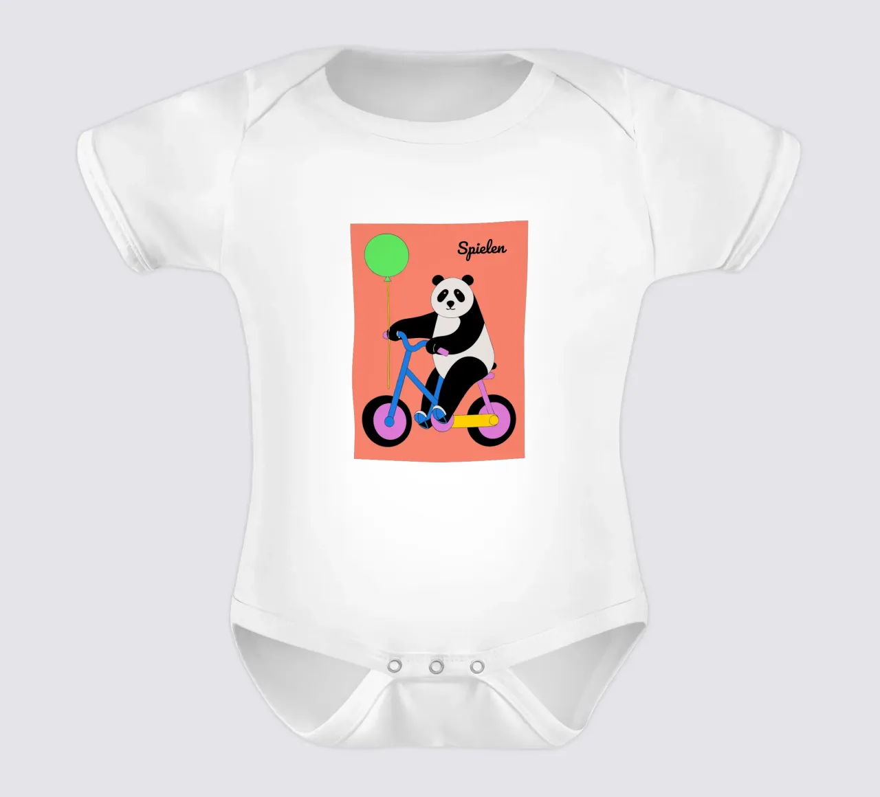 Panda Eating Bamboo short-sleeve baby romper by OUR SHOP