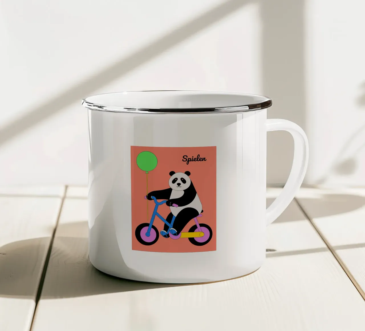 Panda eet bamboe emaille mok van OUR SHOP