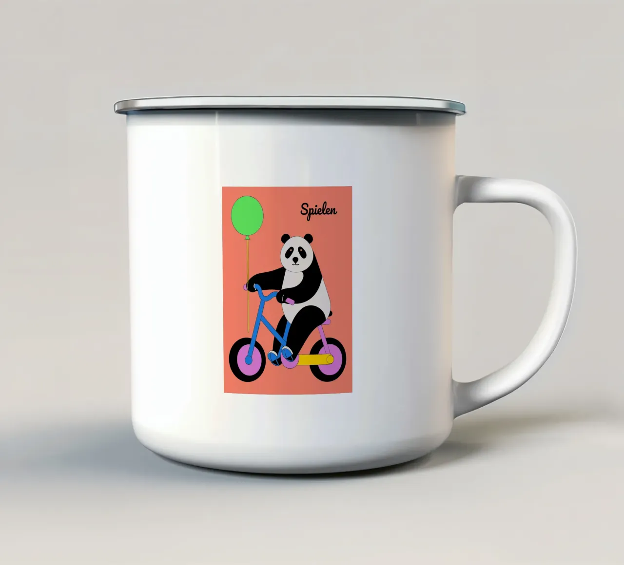 Panda eet bamboe emaille mok van OUR SHOP