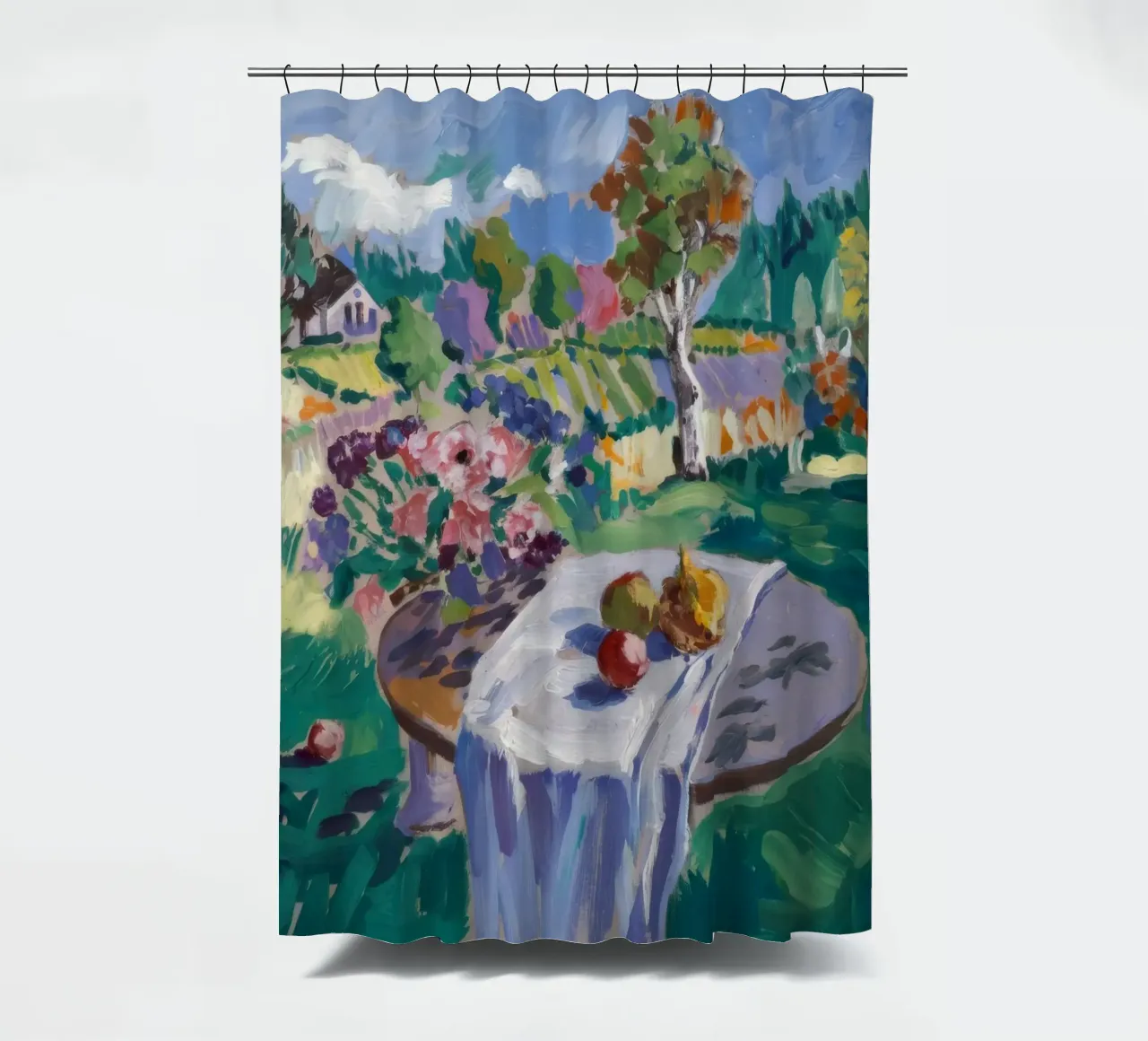 Garden's Verdant Feast shower curtain by Celestial Harmony