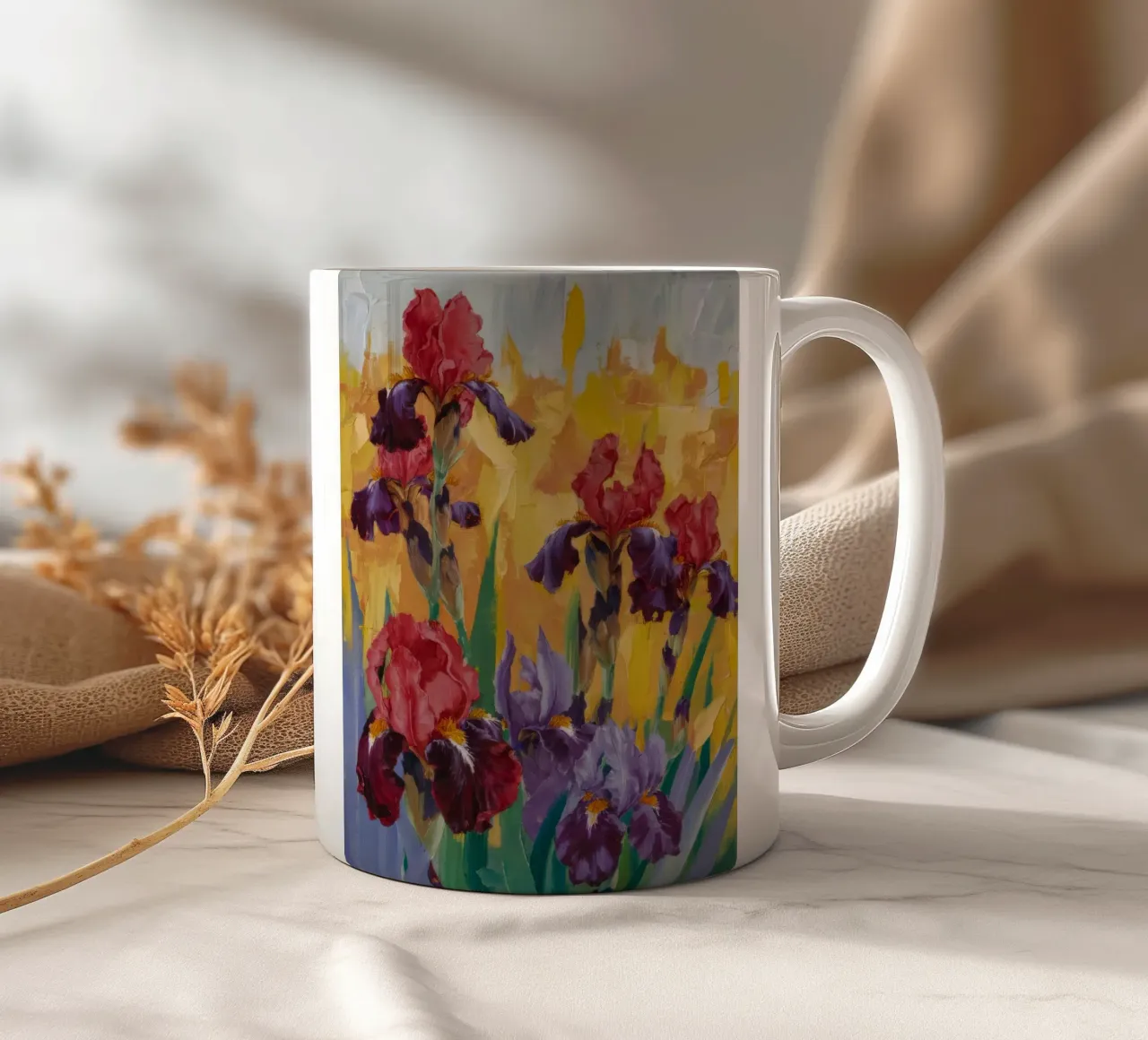 L'audace maestosità degli iris tazza in ceramica da Celestial Harmony