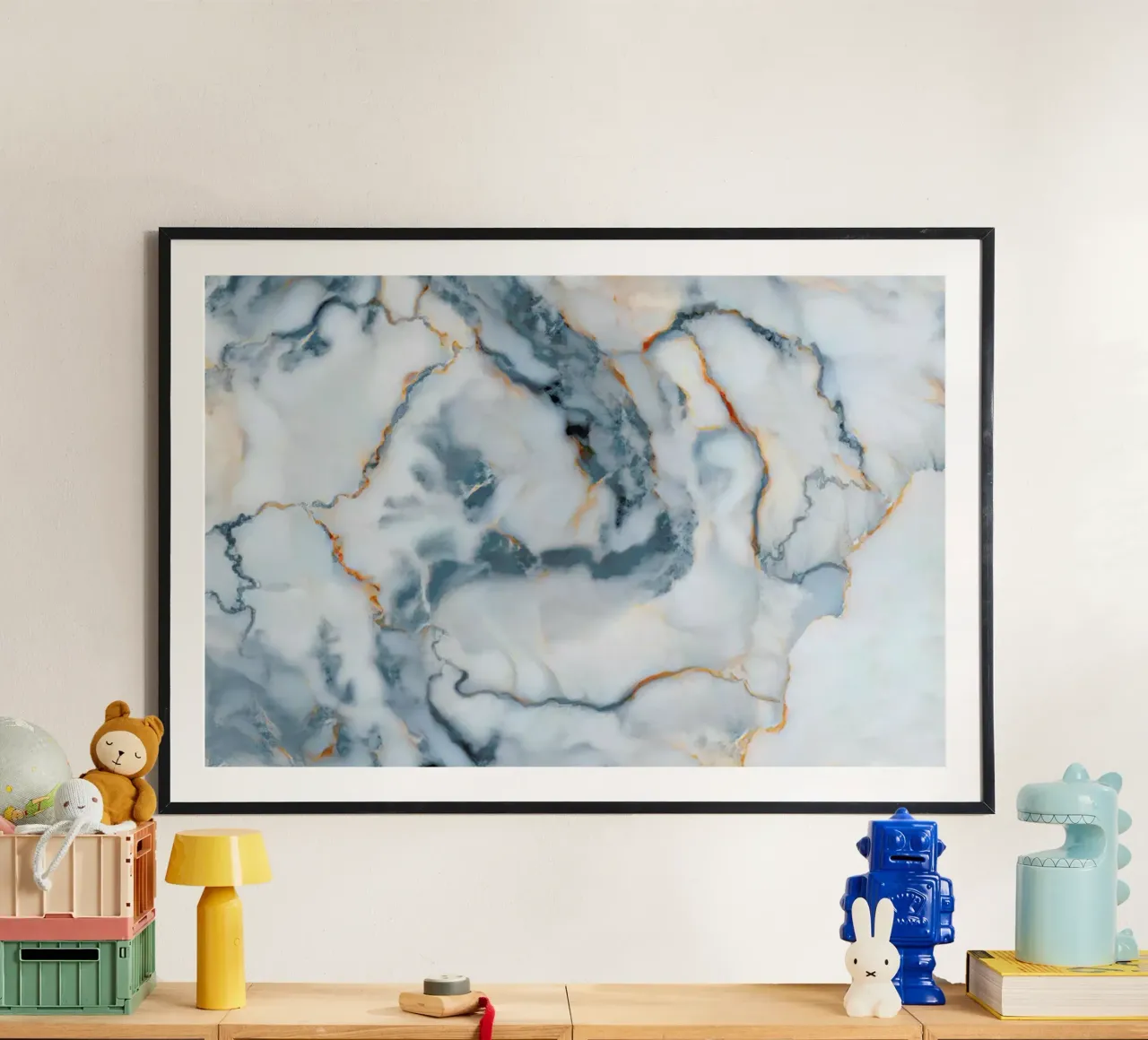 Romania Marble Map poster con telaio in plastica da Octavian