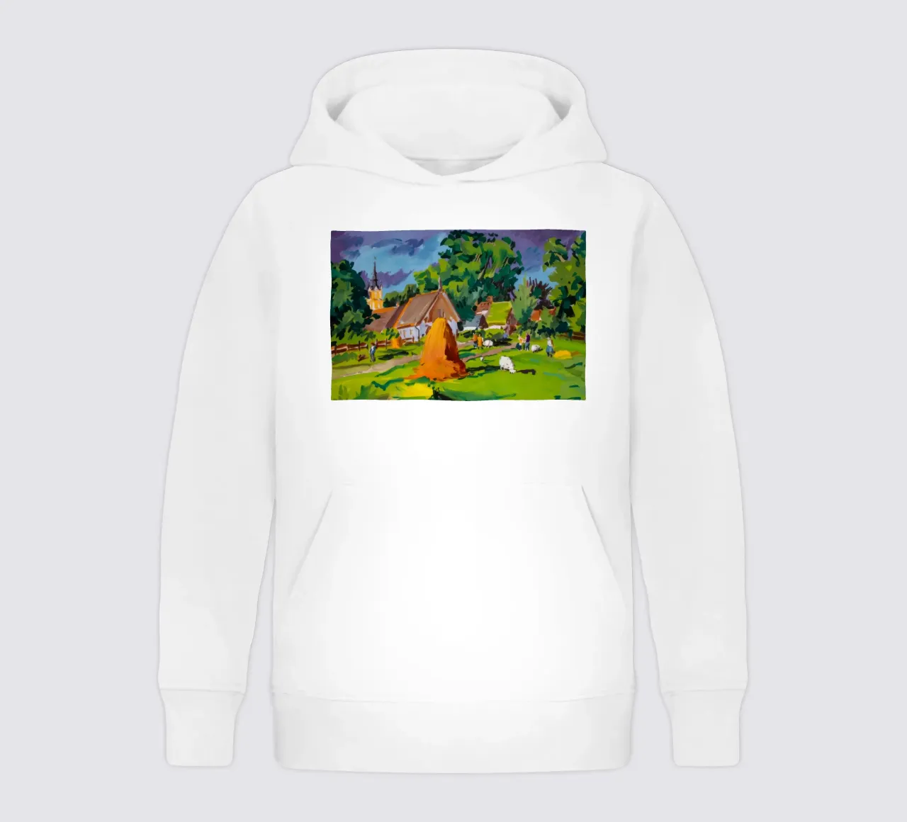 Pastoral Village Bliss kids hoodie by Celestial Harmony