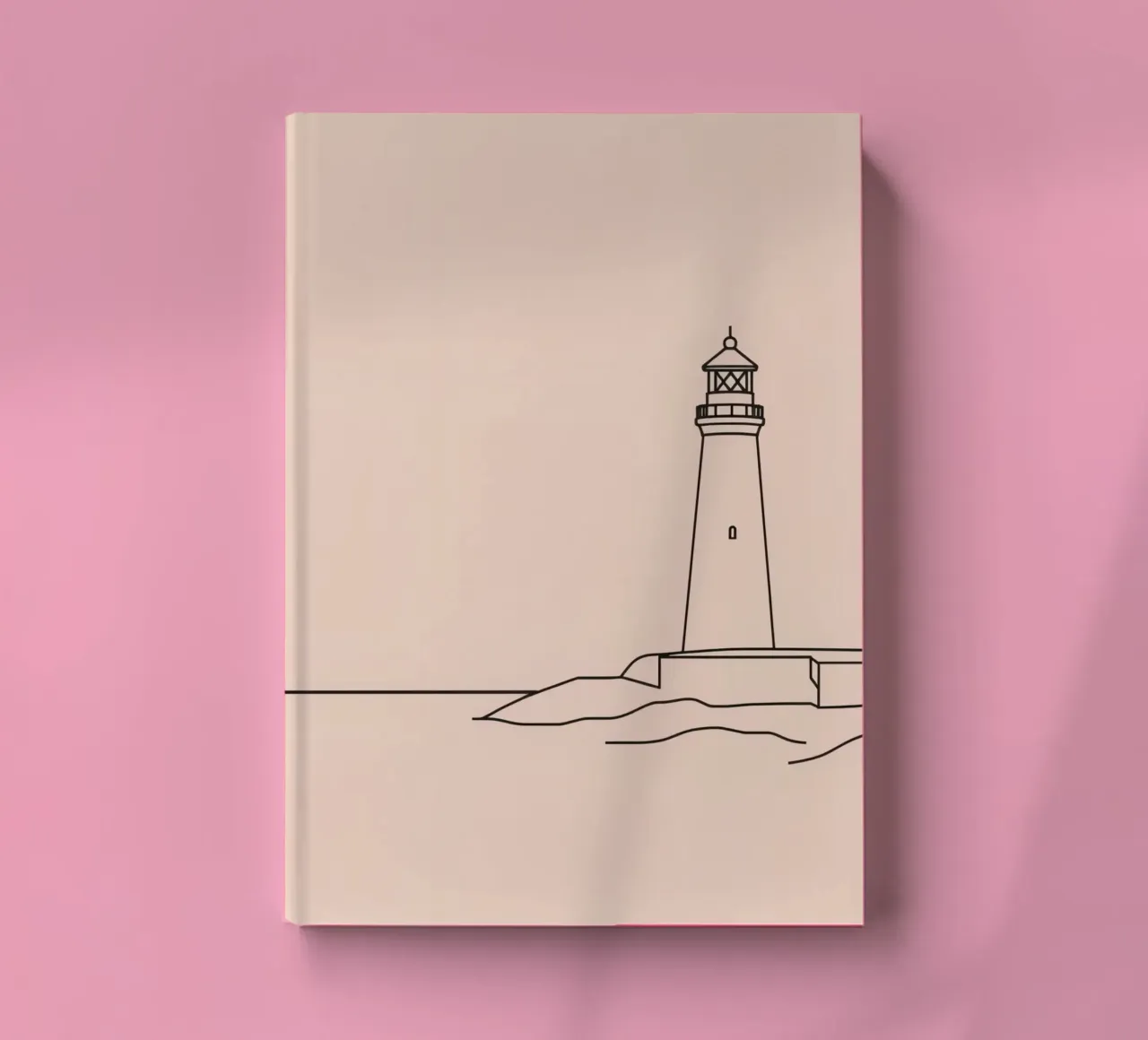 Lighthouse standing calm sea at dusk with gentle waves notebook by DesignDoodle