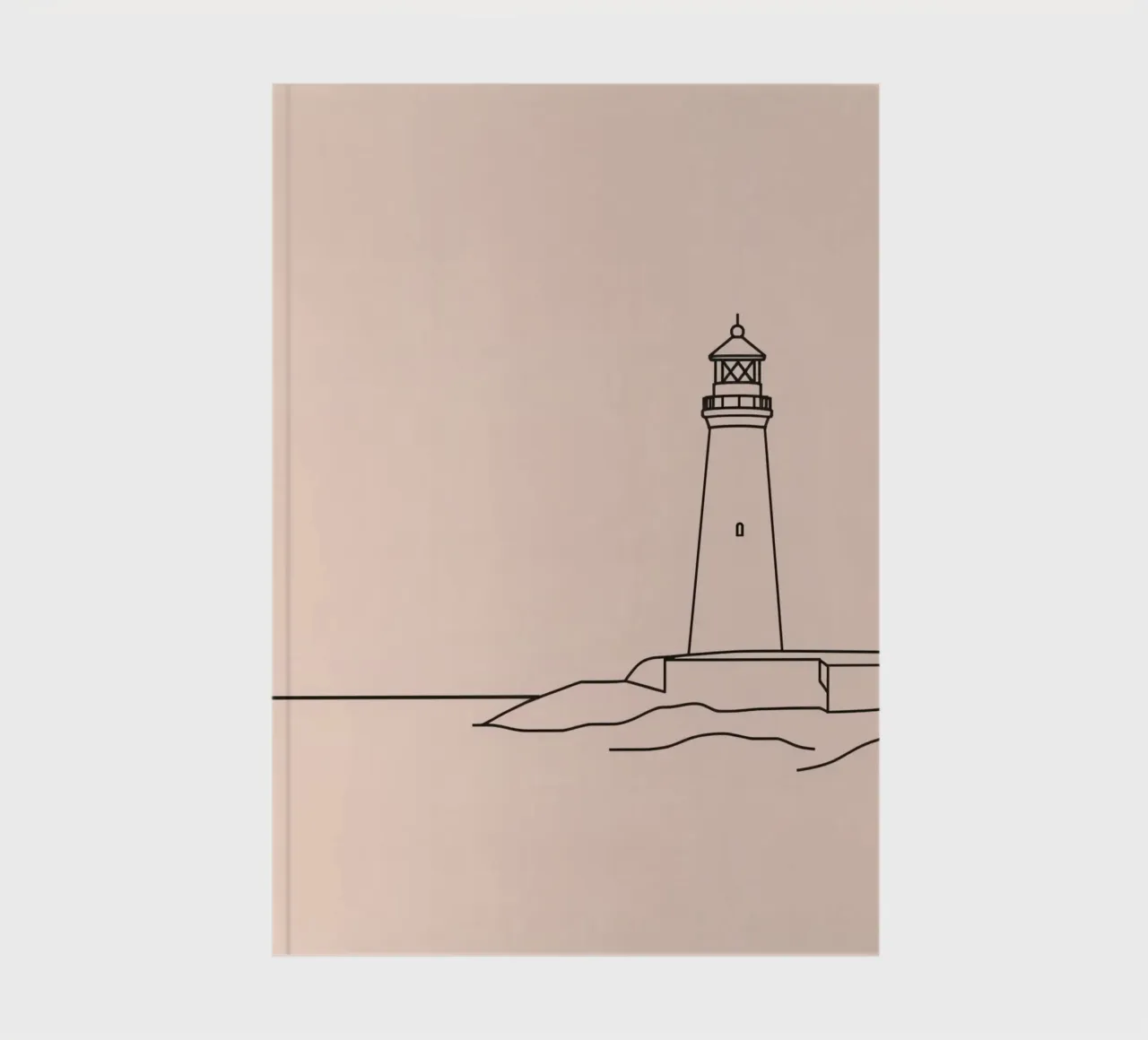 Lighthouse standing calm sea at dusk with gentle waves notebook by DesignDoodle