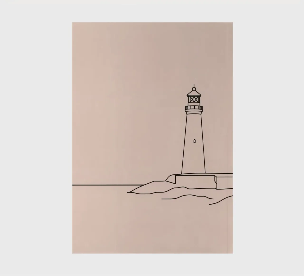 Lighthouse standing calm sea at dusk with gentle waves notebook by DesignDoodle