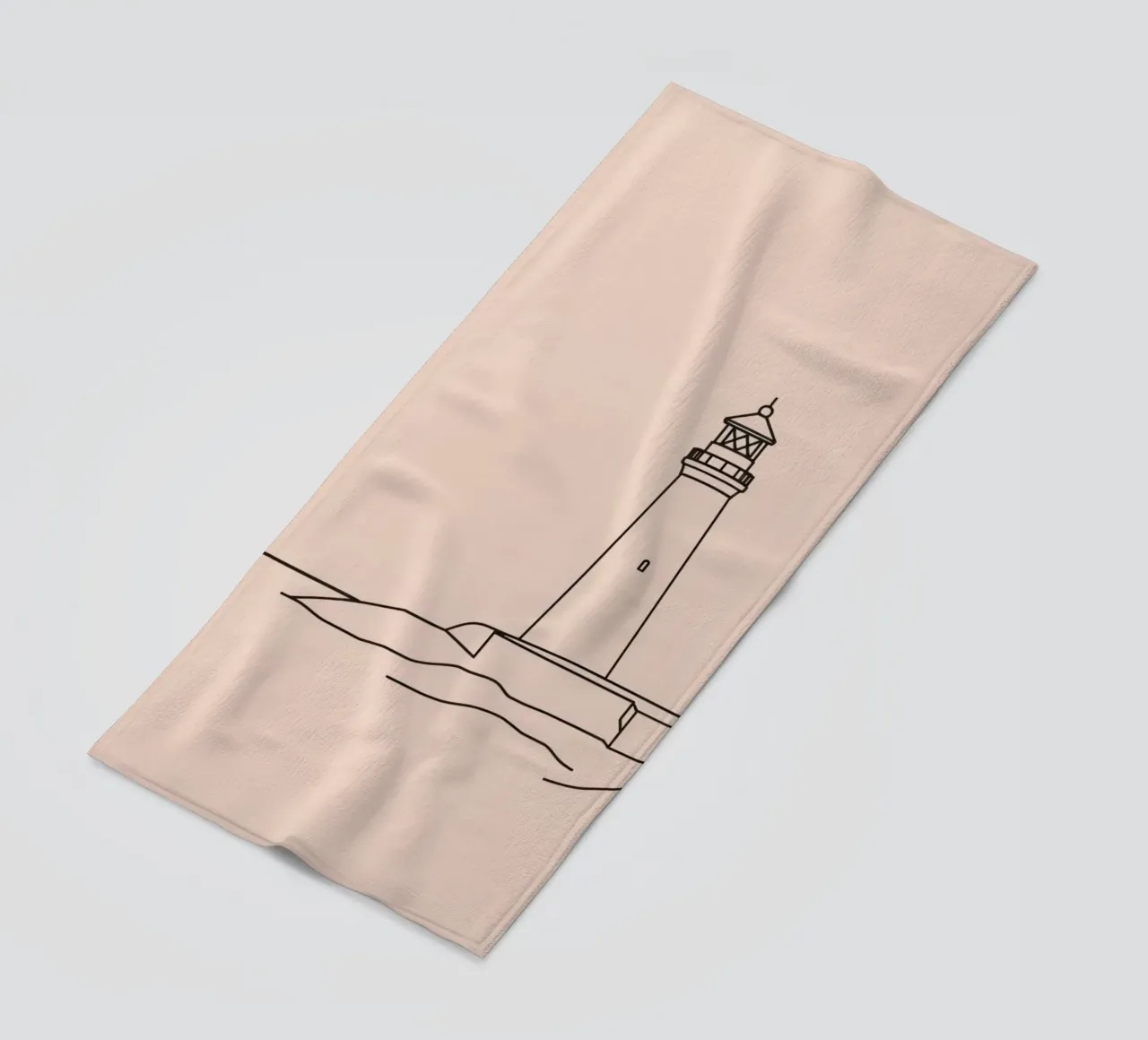 Faro in piedi mare calmo al crepuscolo con dolci onde telo mare da DesignDoodle