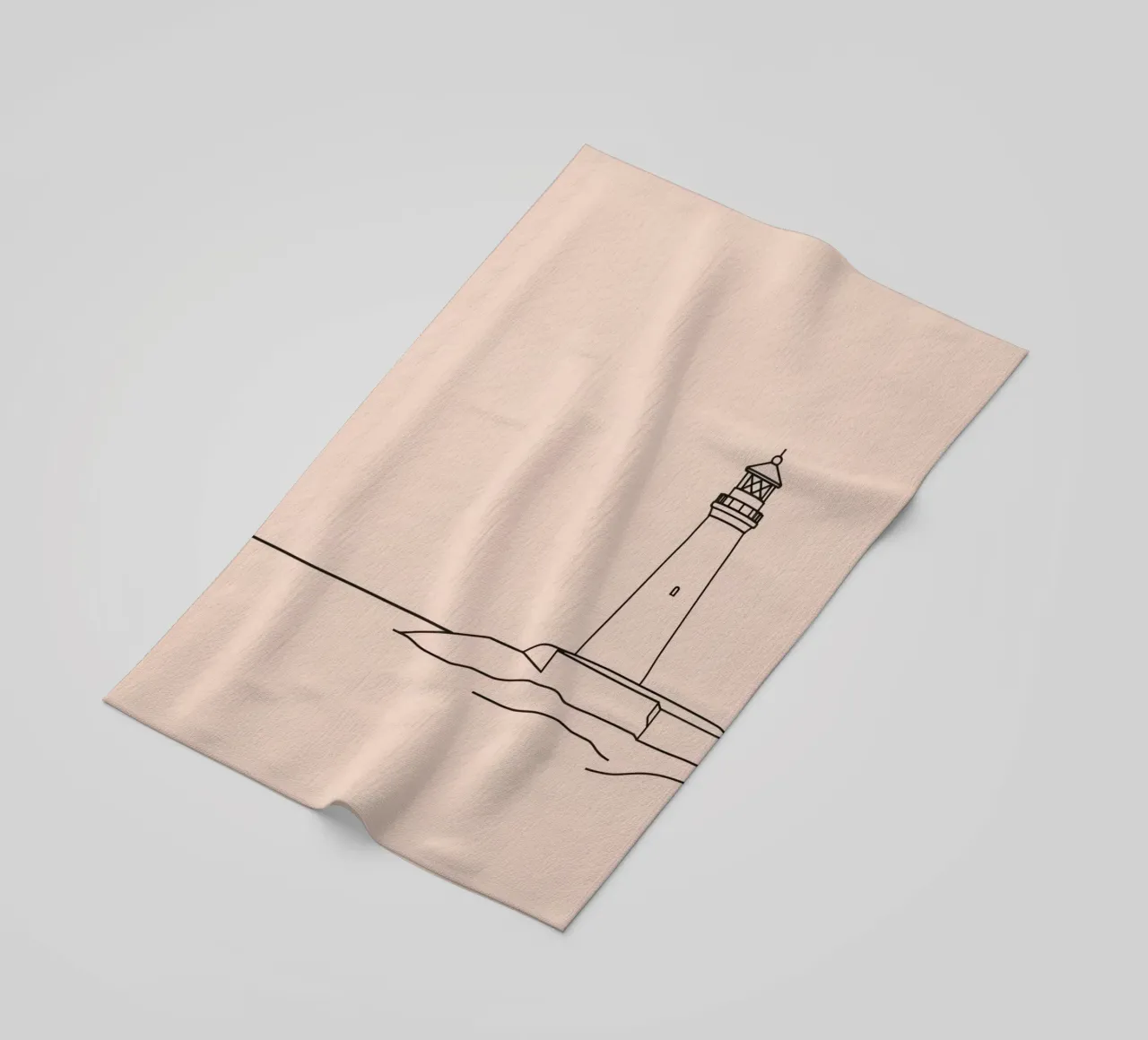 Faro in piedi mare calmo al crepuscolo con dolci onde telo mare da DesignDoodle