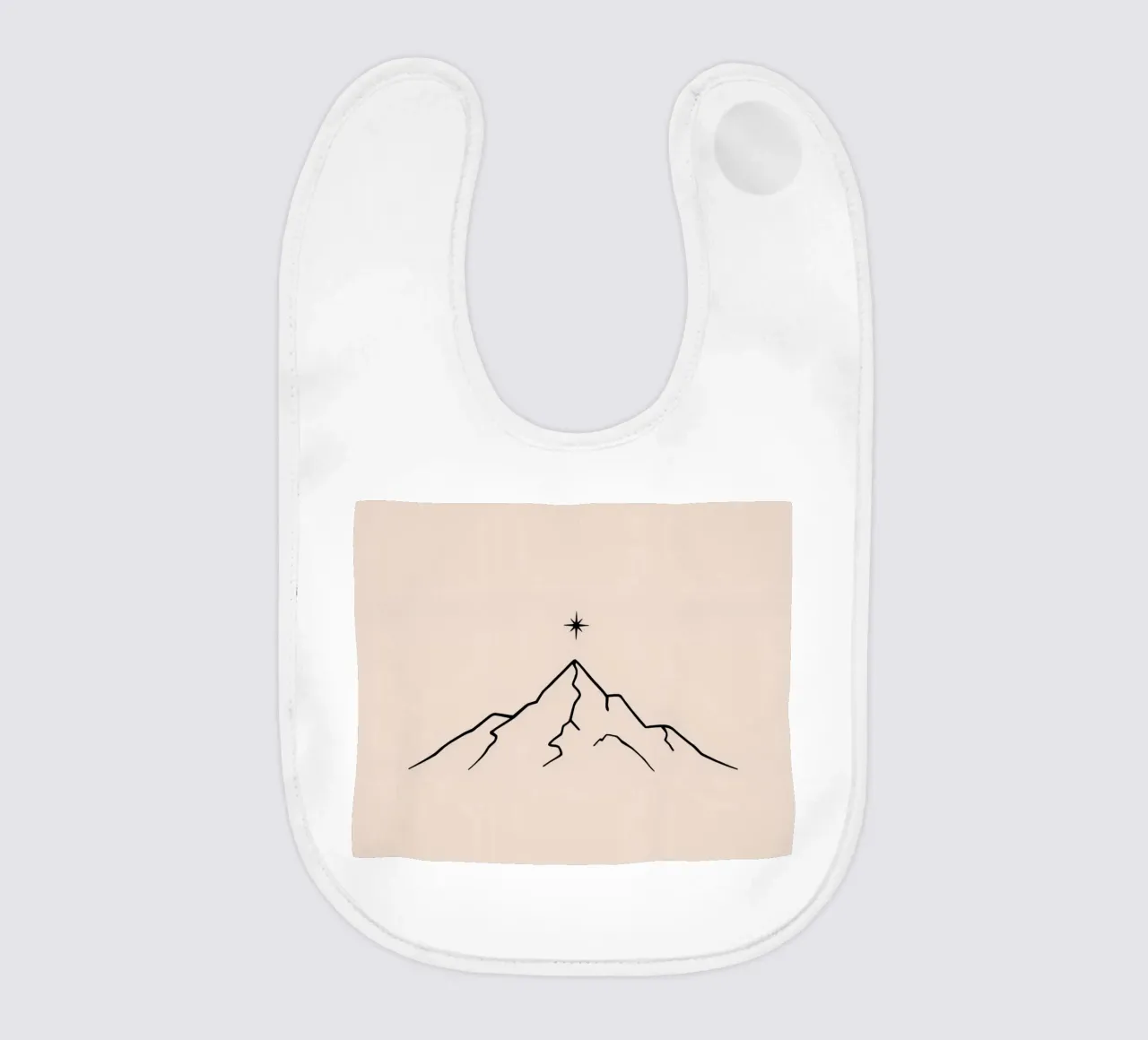 Pico de montaña con una estrella encima en un diseño minimalista babero de DesignDoodle
