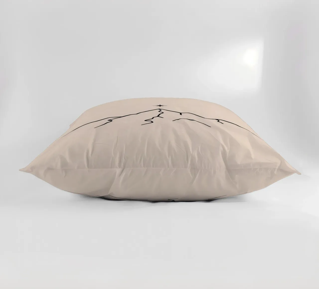 Mountain peak with a star above in a minimalist design decorative cushion by DesignDoodle