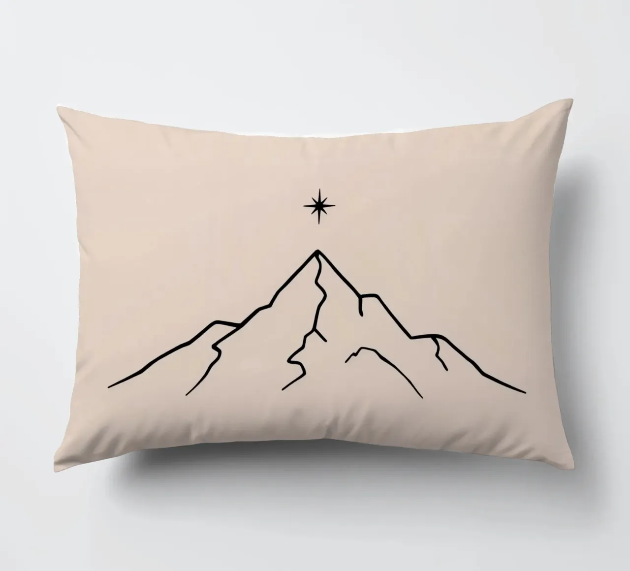 Mountain peak with a star above in a minimalist design decorative cushion by DesignDoodle