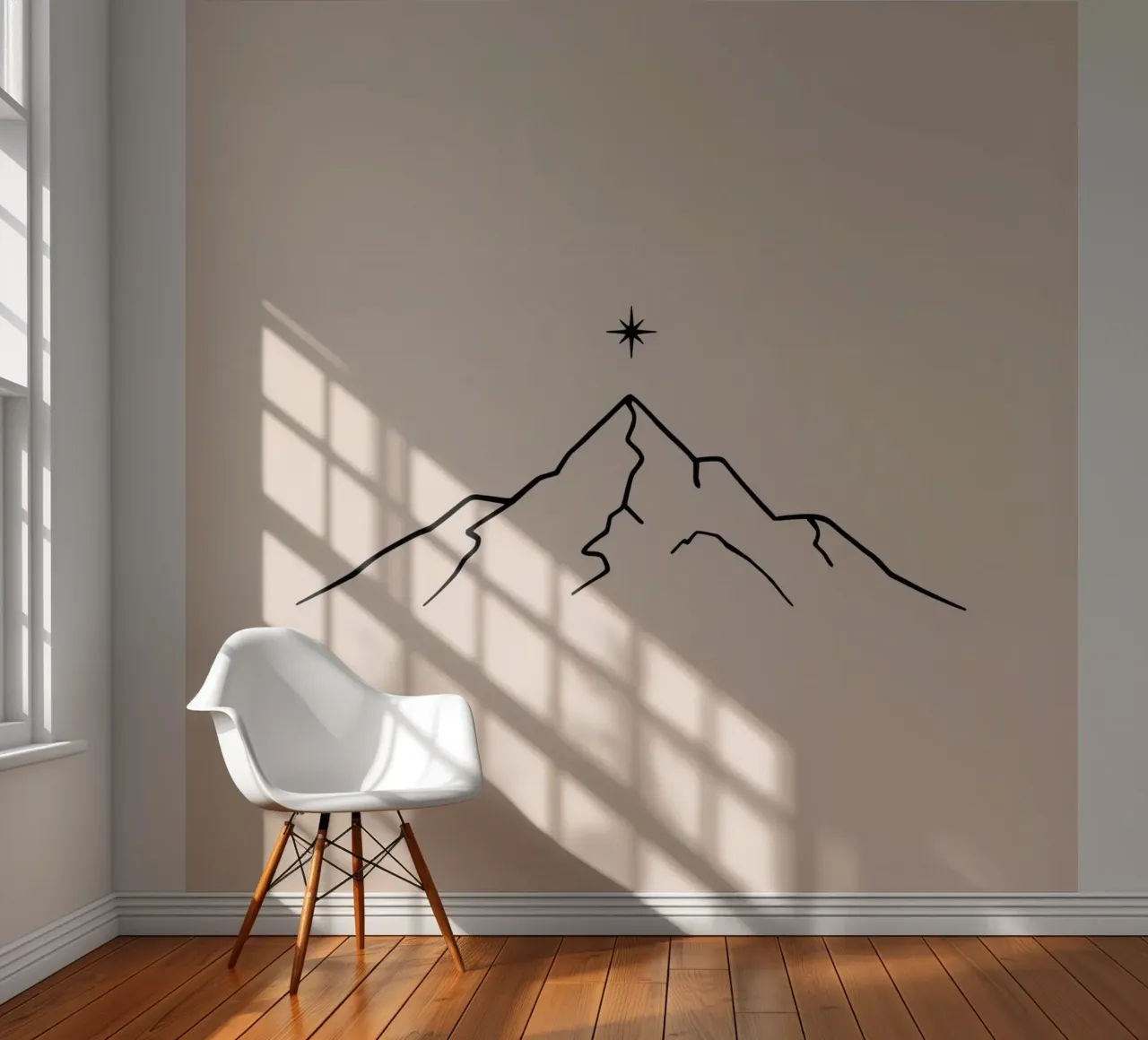 Mountain peak with a star above in a minimalist design photo wallpaper by DesignDoodle