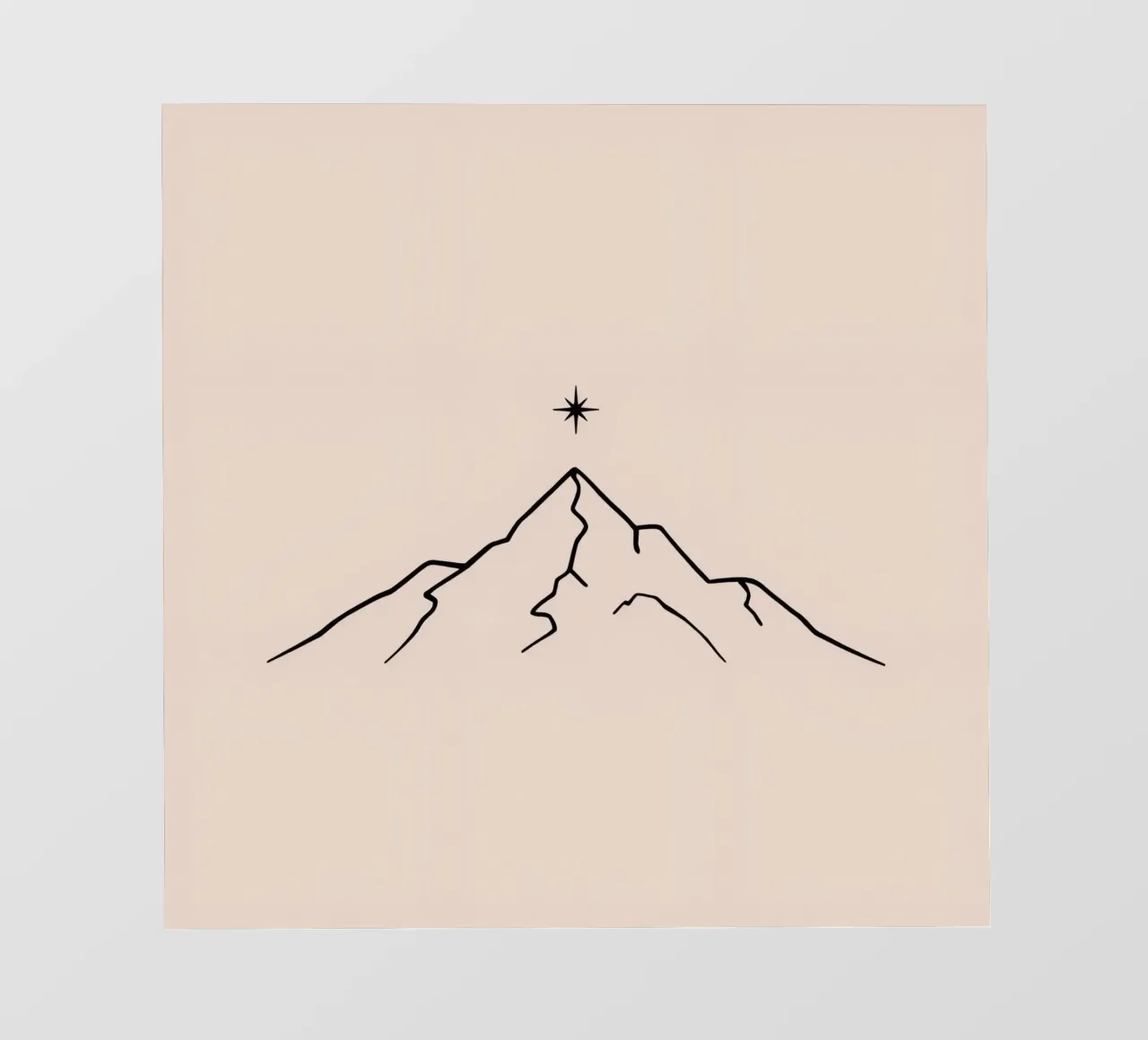 Mountain peak with a star above in a minimalist design photo wallpaper by DesignDoodle
