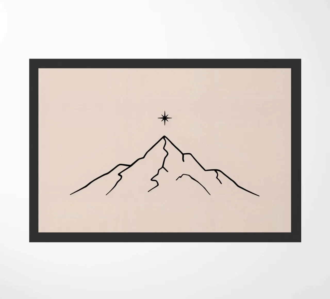 Mountain peak with a star above in a minimalist design doormat by DesignDoodle