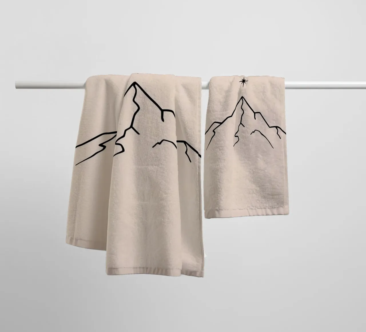 Mountain peak with a star above in a minimalist design towel by DesignDoodle