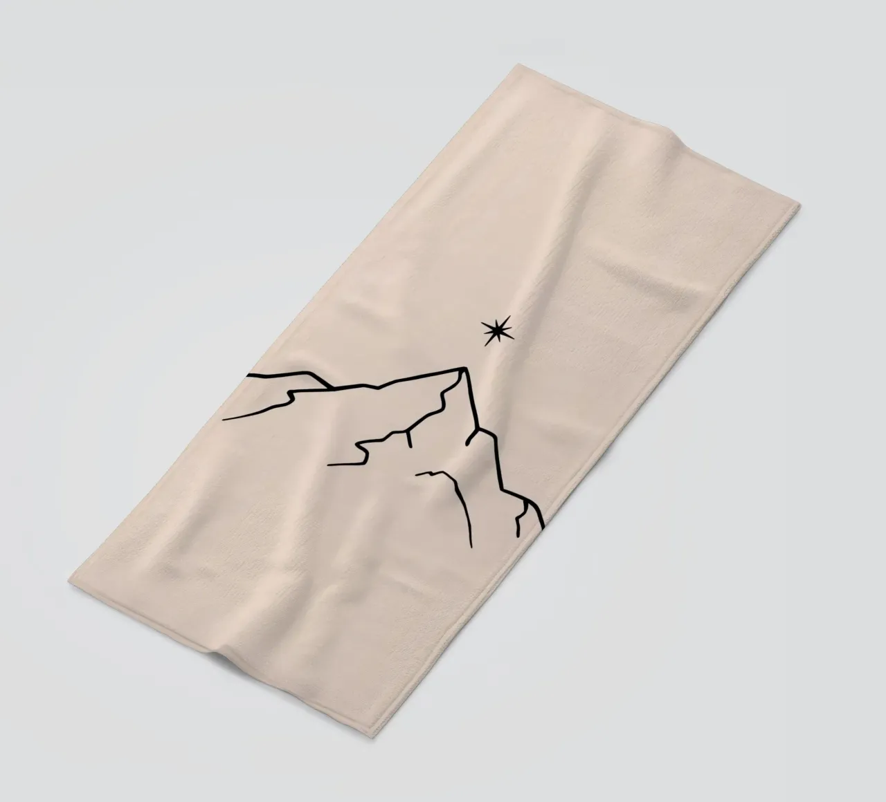 Mountain peak with a star above in a minimalist design beach towel by DesignDoodle