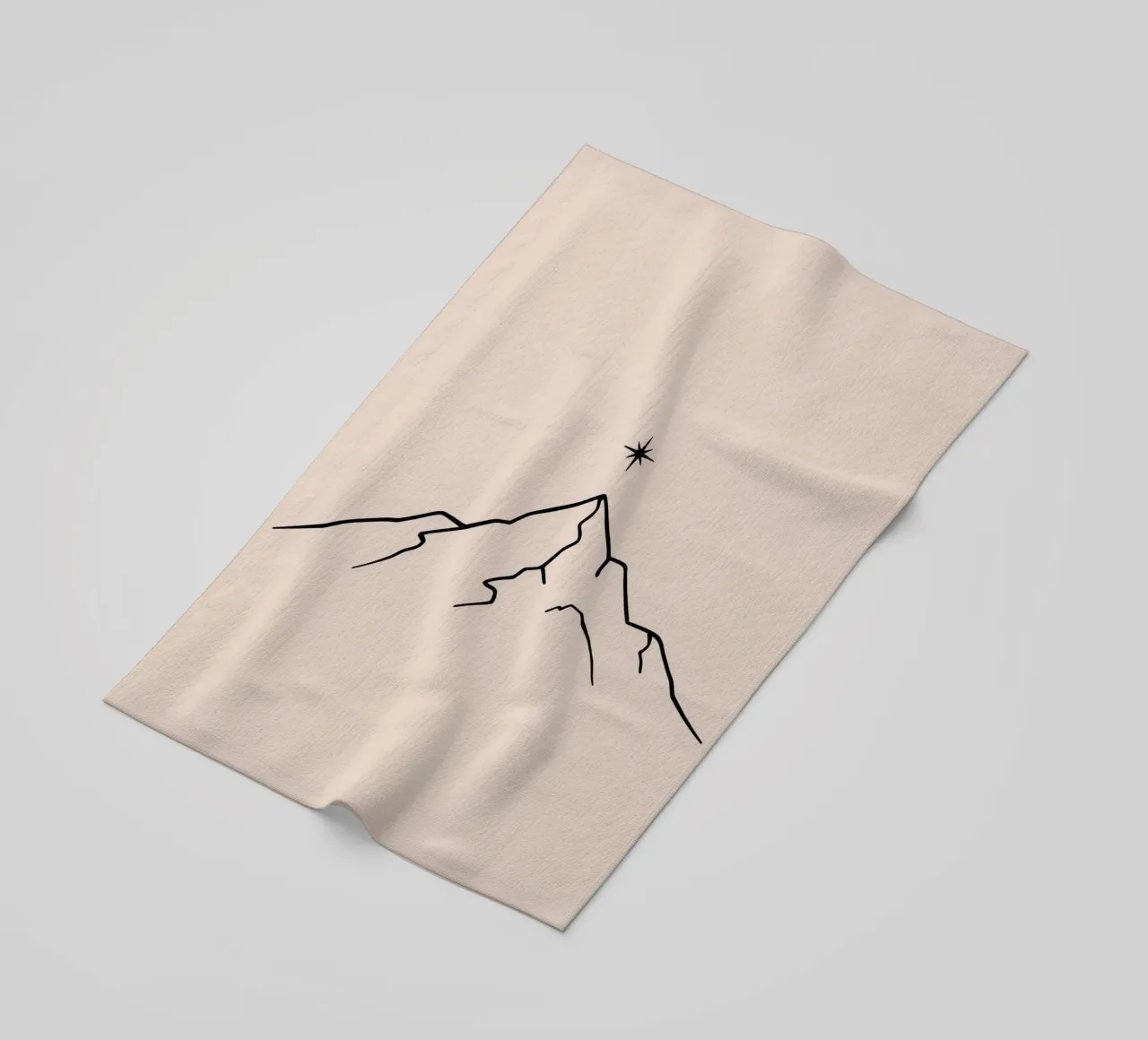 Mountain peak with a star above in a minimalist design beach towel by DesignDoodle