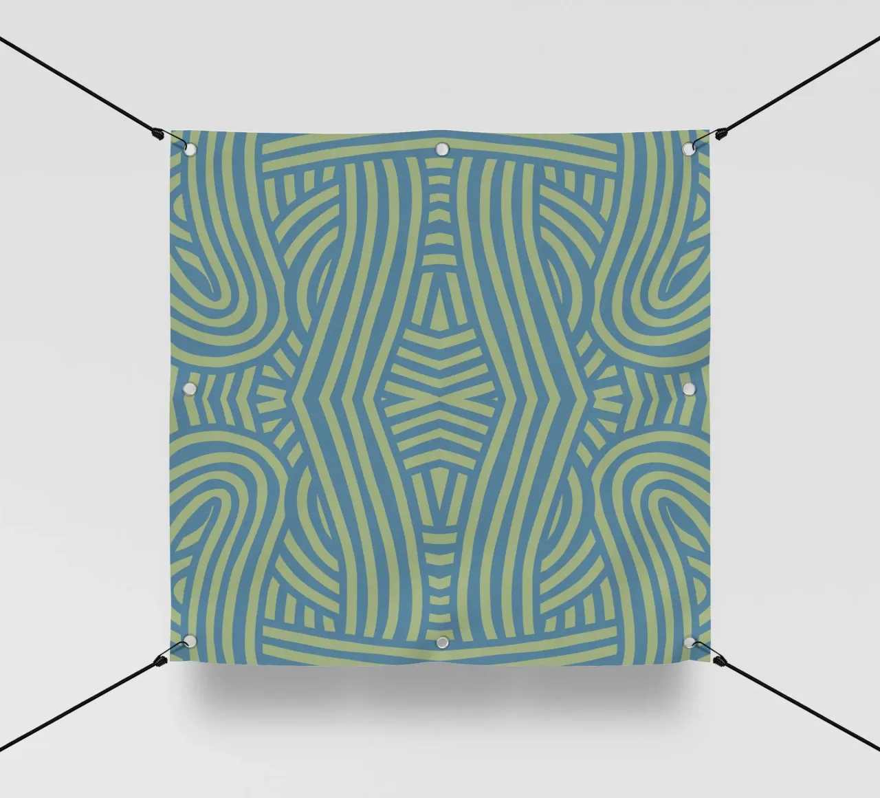 Motif symétrique vert et gris bleu bâche pvc de Little Dean