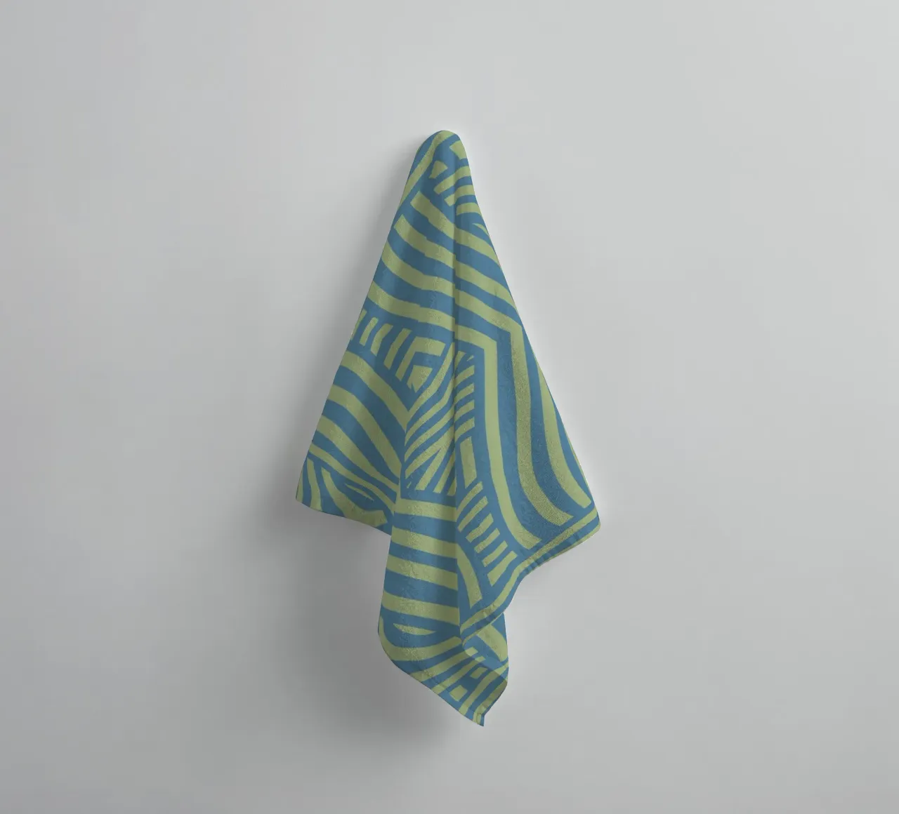 Symmetrical green and grey blue pattern towel by Little Dean