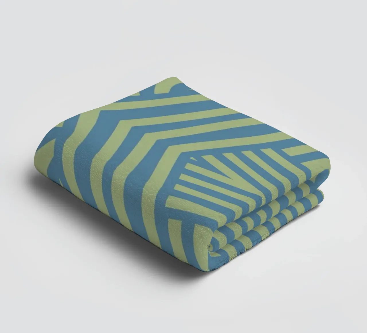 Symmetrical green and grey blue pattern towel by Little Dean