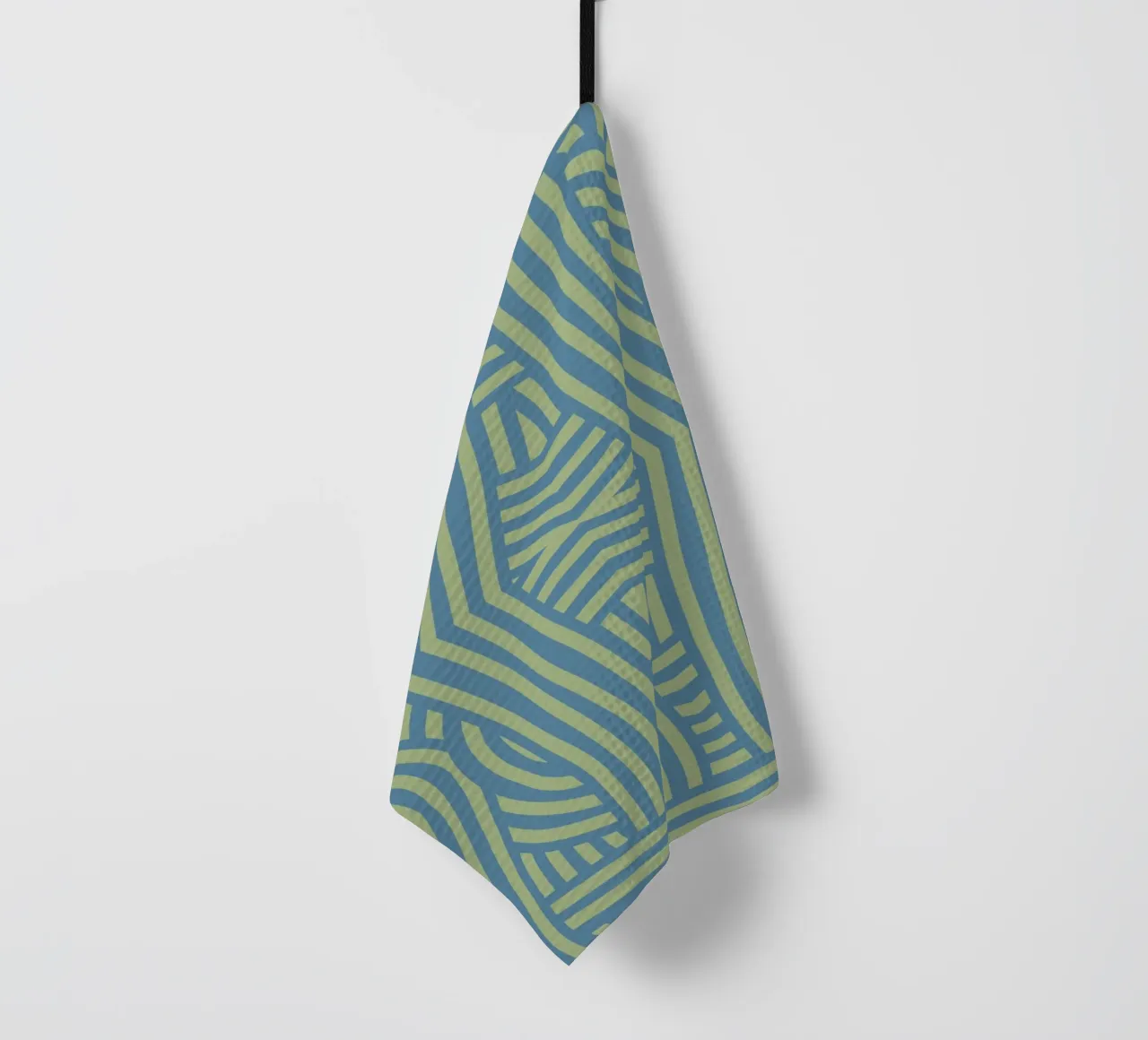 Motivo simmetrico verde e grigio blu canovaccio da cucina da Little Dean