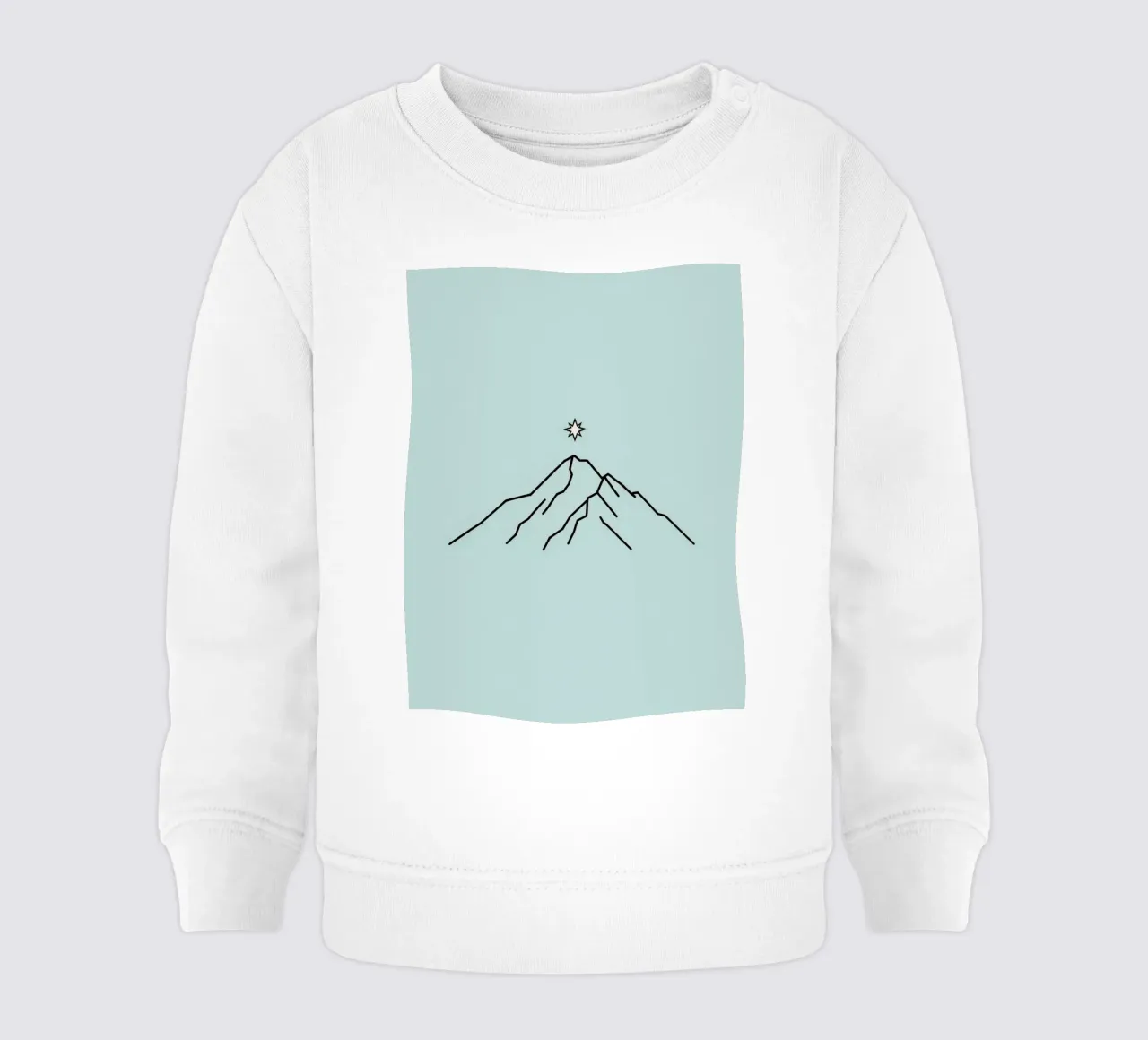 Sagoma di montagna con stella sovrastante su sfondo azzurro felpa neonato da DesignDoodle