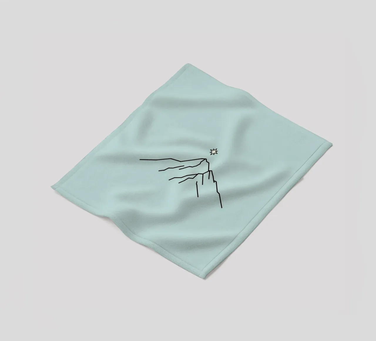 Silhouette de montagne avec une étoile au-dessus sur un fond bleu clair plaid polaire de DesignDoodle