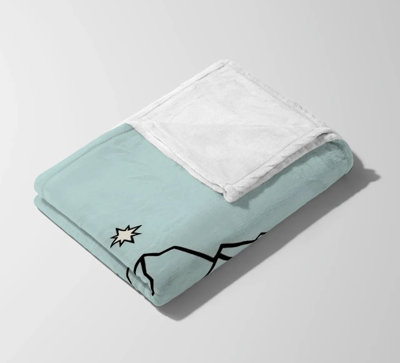 Silhouette de montagne avec une étoile au-dessus sur un fond bleu clair plaid polaire de DesignDoodle