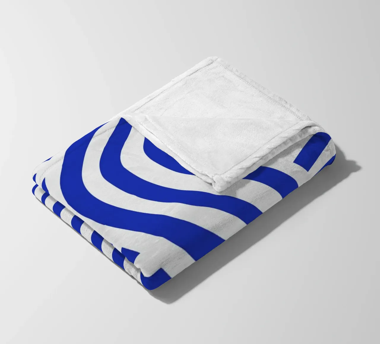 Ultramarine and white abstract stripe fleece blanket by Little Dean