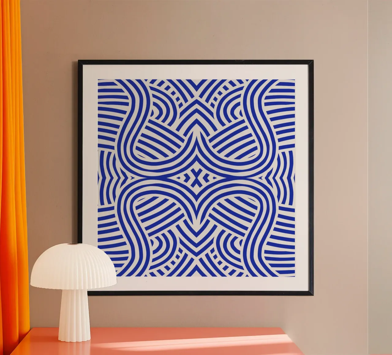 Symmetrical ultramarine and white pattern hahnemühle by Little Dean