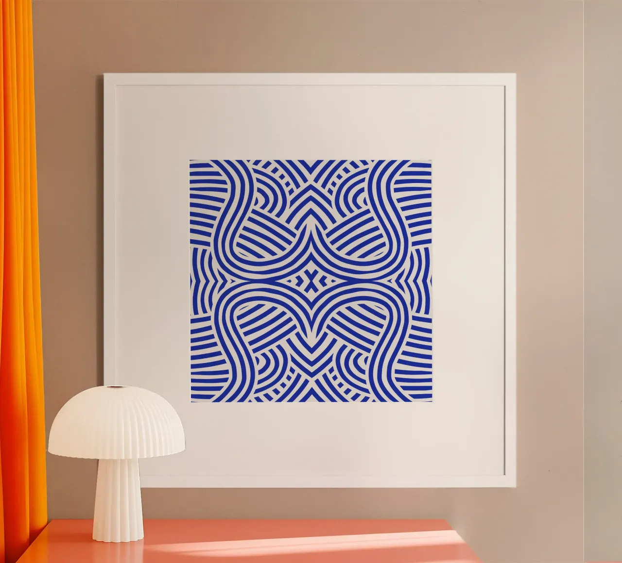 Symmetrical ultramarine and white pattern hahnemühle by Little Dean