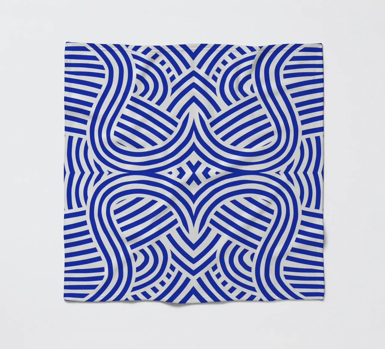 Symmetrical ultramarine and white pattern fleece blanket by Little Dean