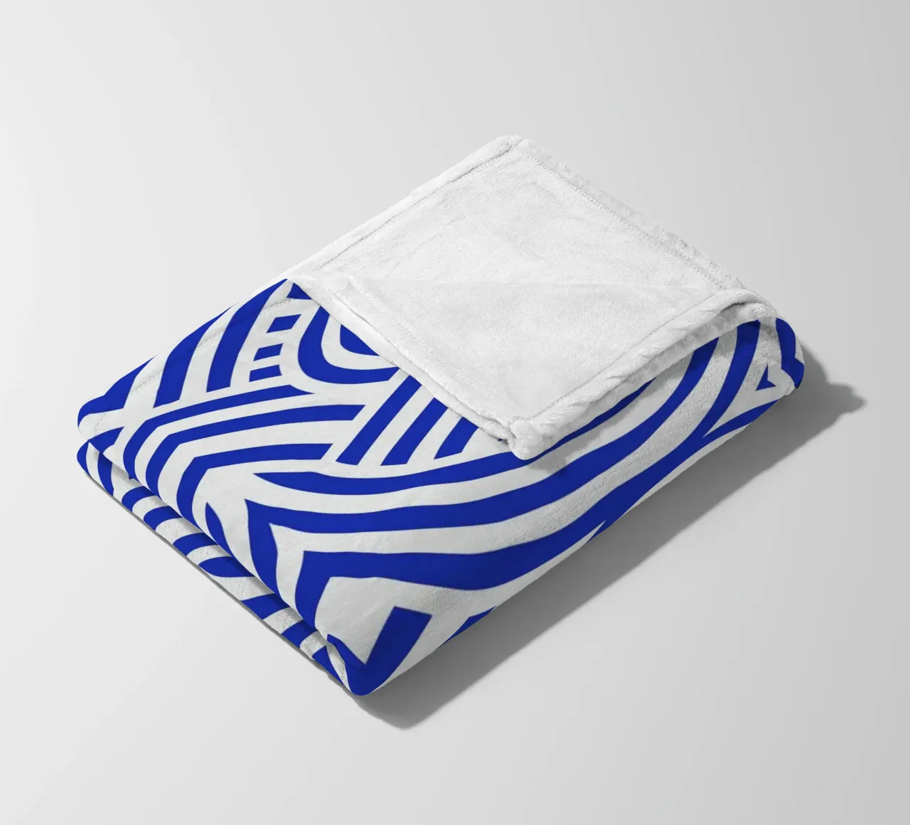 Symmetrical ultramarine and white pattern fleece blanket by Little Dean
