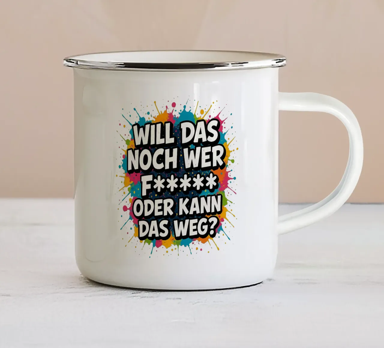 WILL DAS NOCH WER F***** ODER KANN DAS WEG? taza de esmalte de Vintage Van Gogh