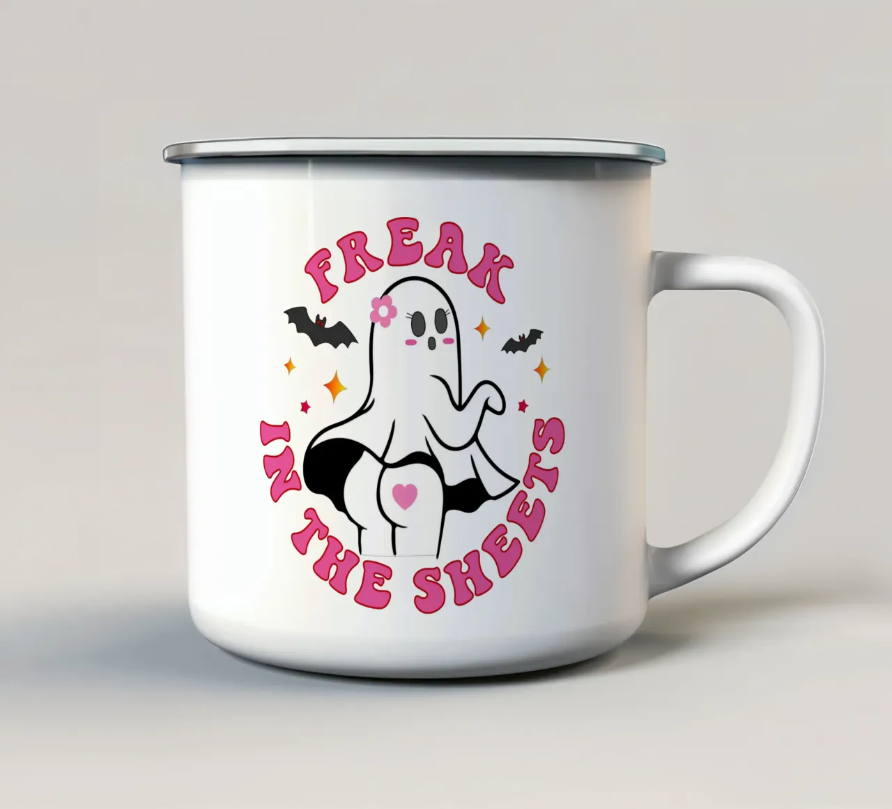 Freak nel lenzuolo donne Halloween tazza in smalto da ersanim