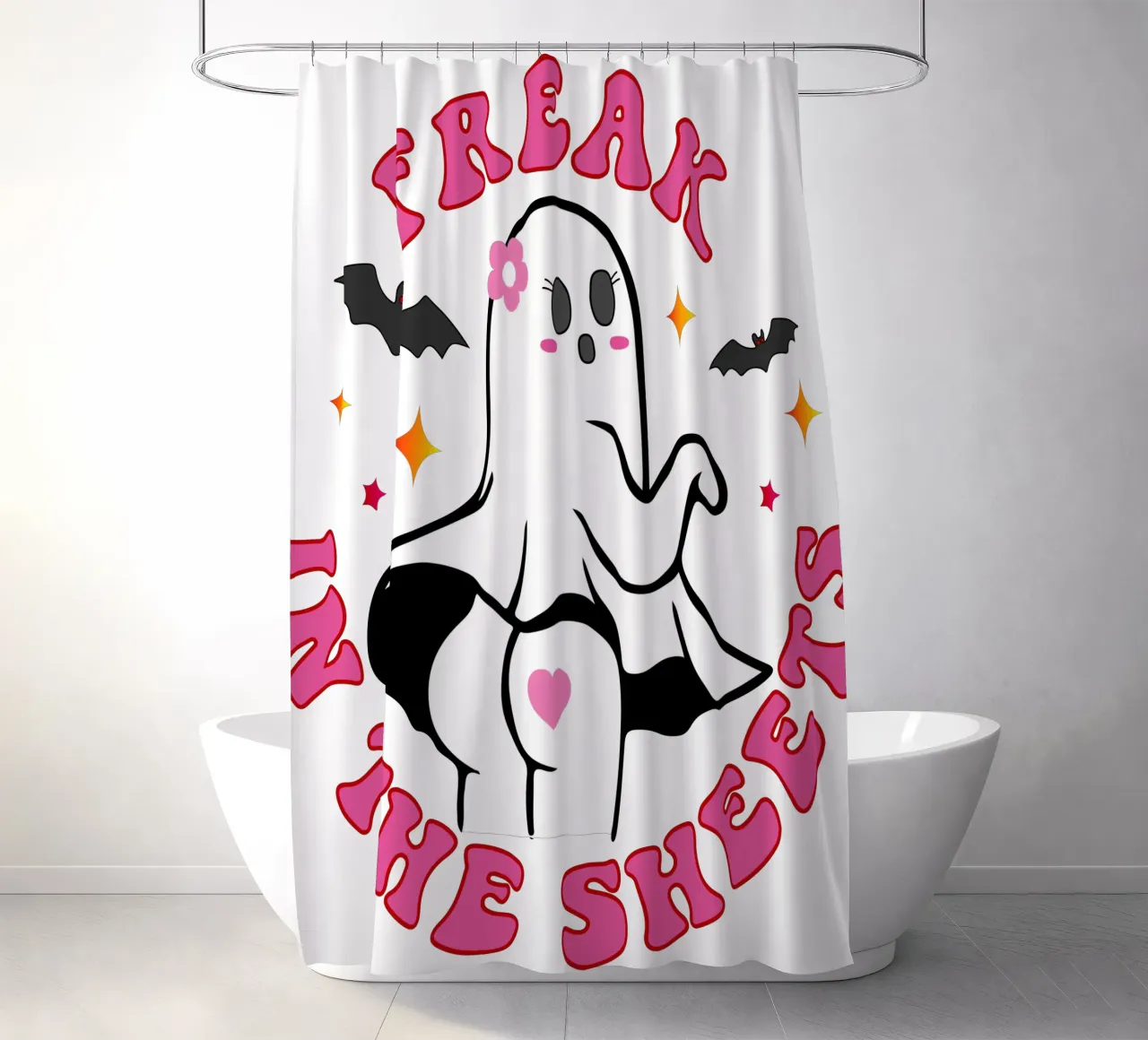 Freak in the sheet women halloween shower curtain by ersanim
