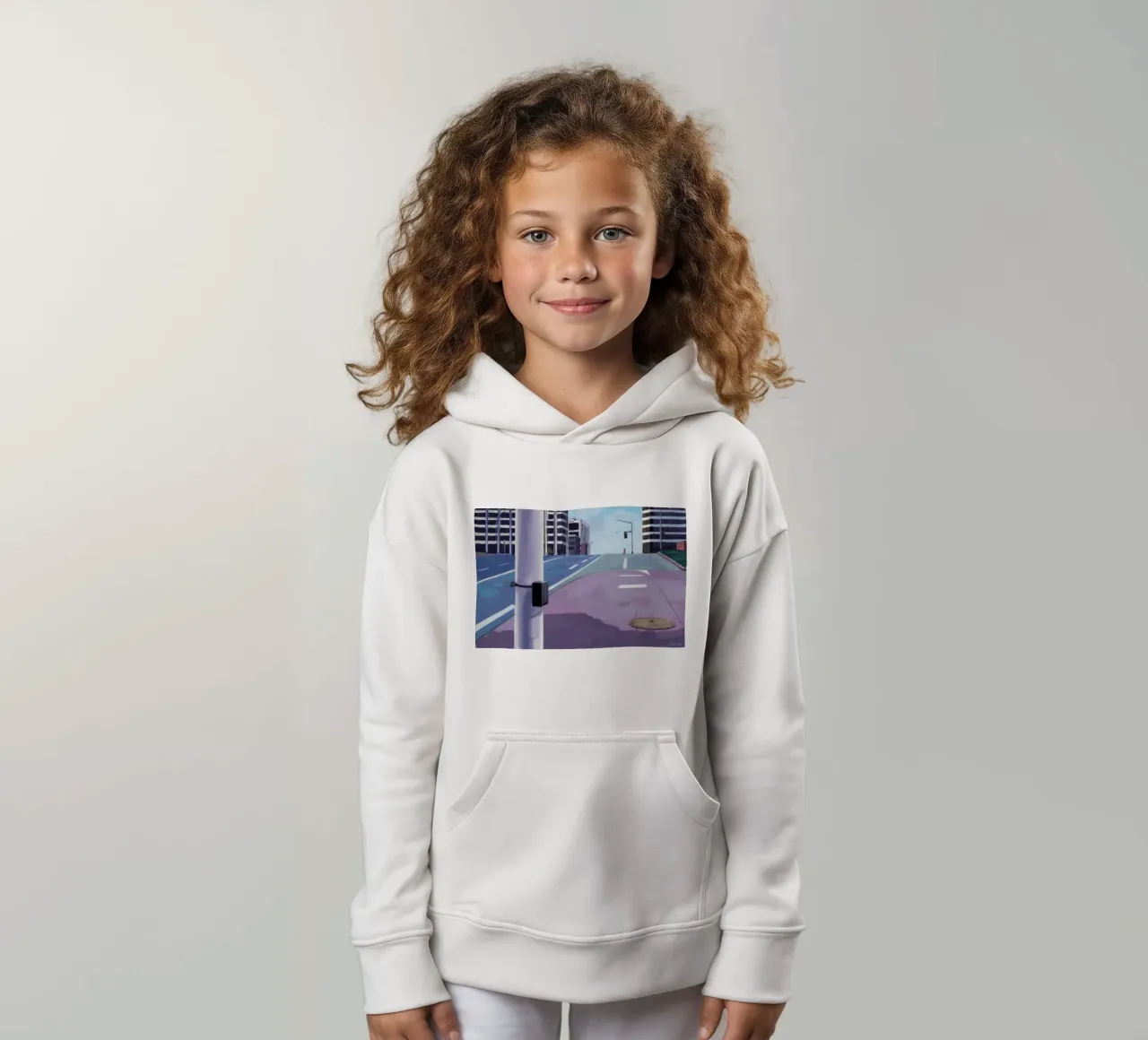 Violet Street Perspective kids hoodie by Opal Strokes