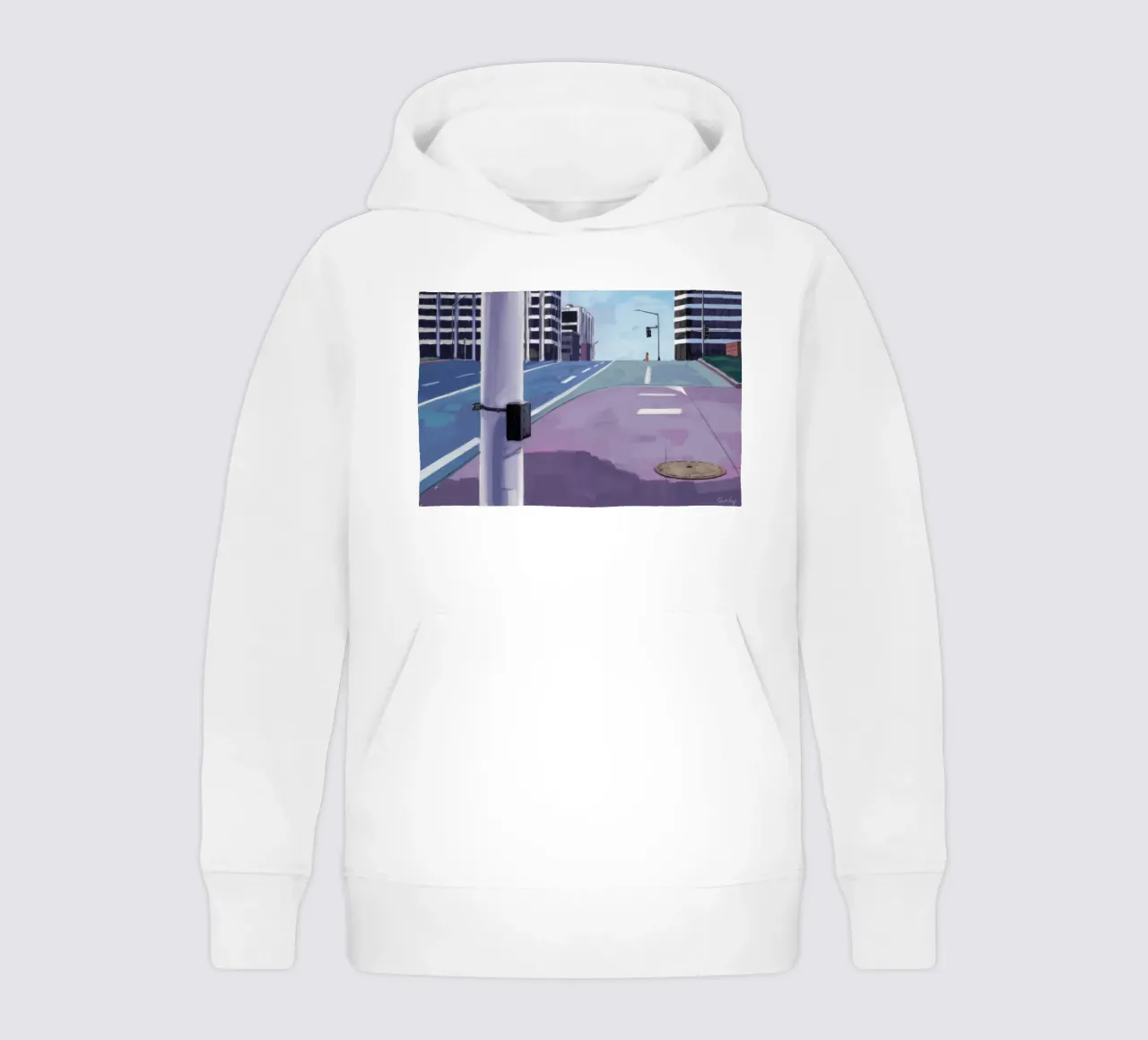 Violet Street Perspective kids hoodie by Opal Strokes